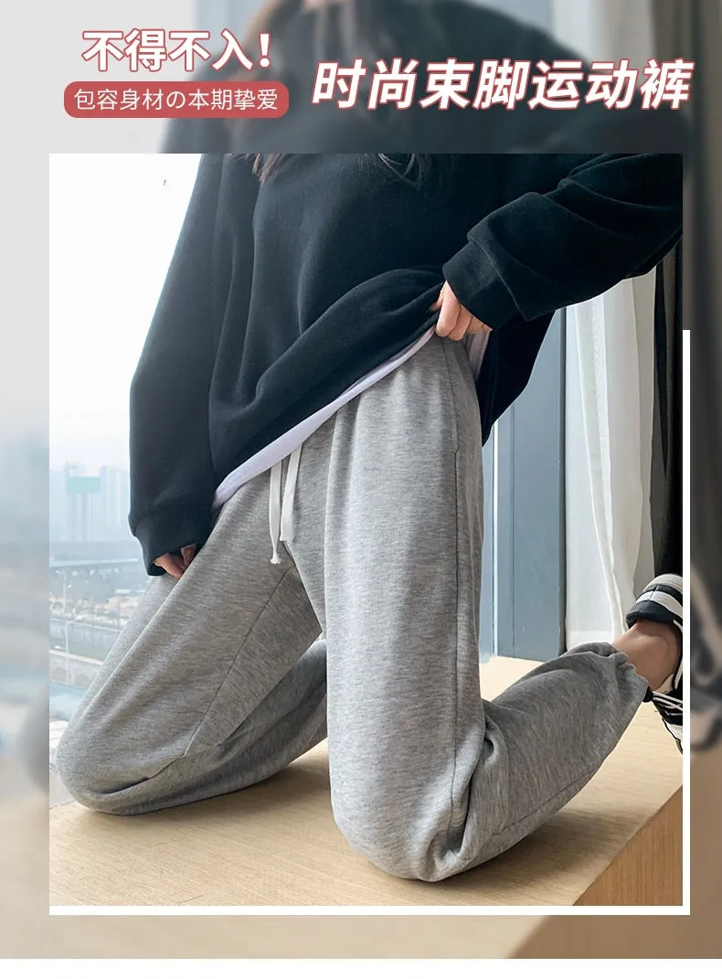 Wjczt Female New Korean Fashion Wide Leg Pants Women'S Loose In Spring And Autumn, Showing The Trend Of Little Chap Sportswear Lady