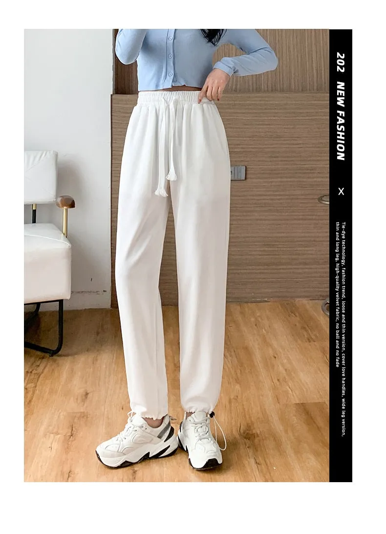 Wjczt Female New Korean Fashion Wide Leg Pants Women'S Loose In Spring And Autumn, Showing The Trend Of Little Chap Sportswear Lady