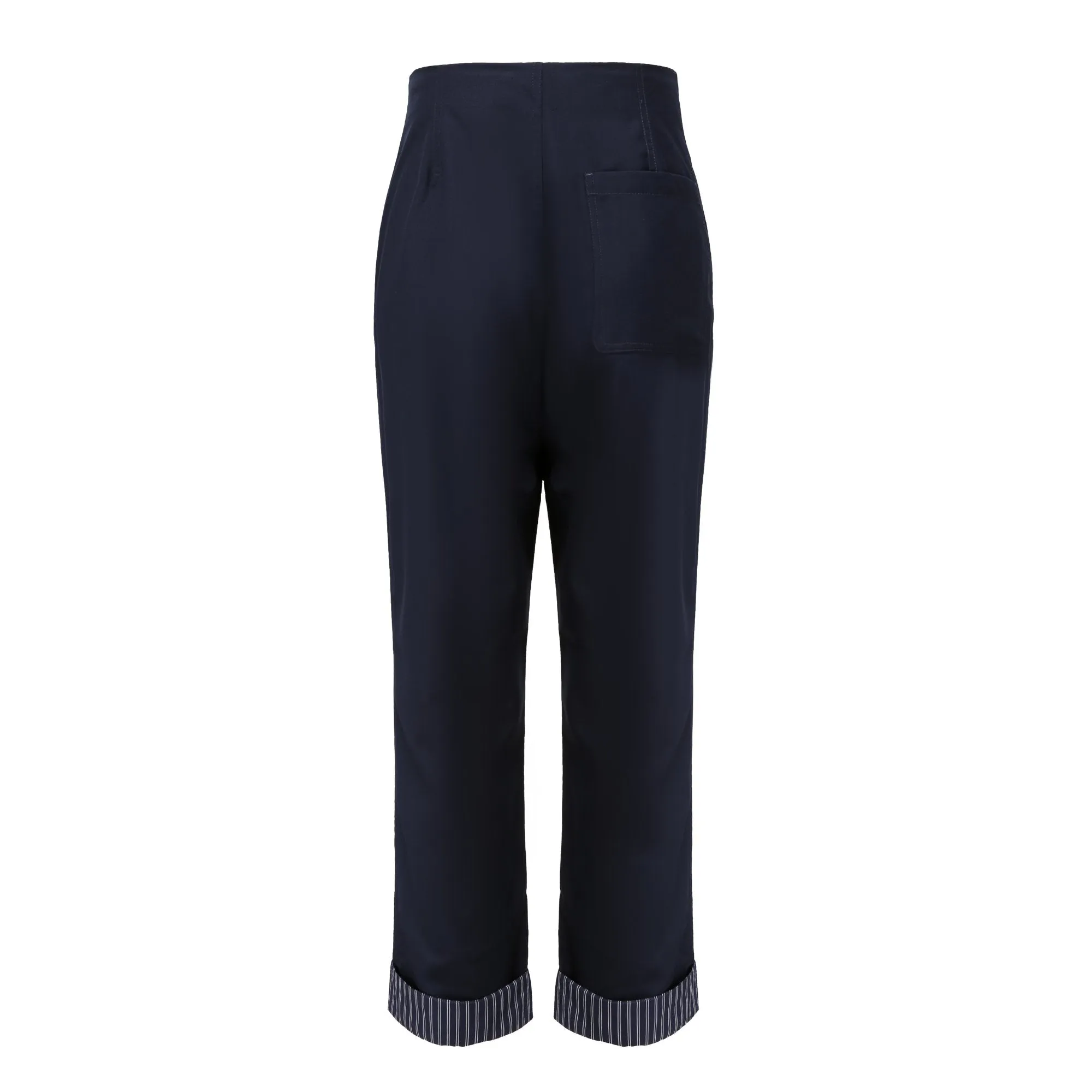 Women High-Waist Loose Tapered Pants - Navy