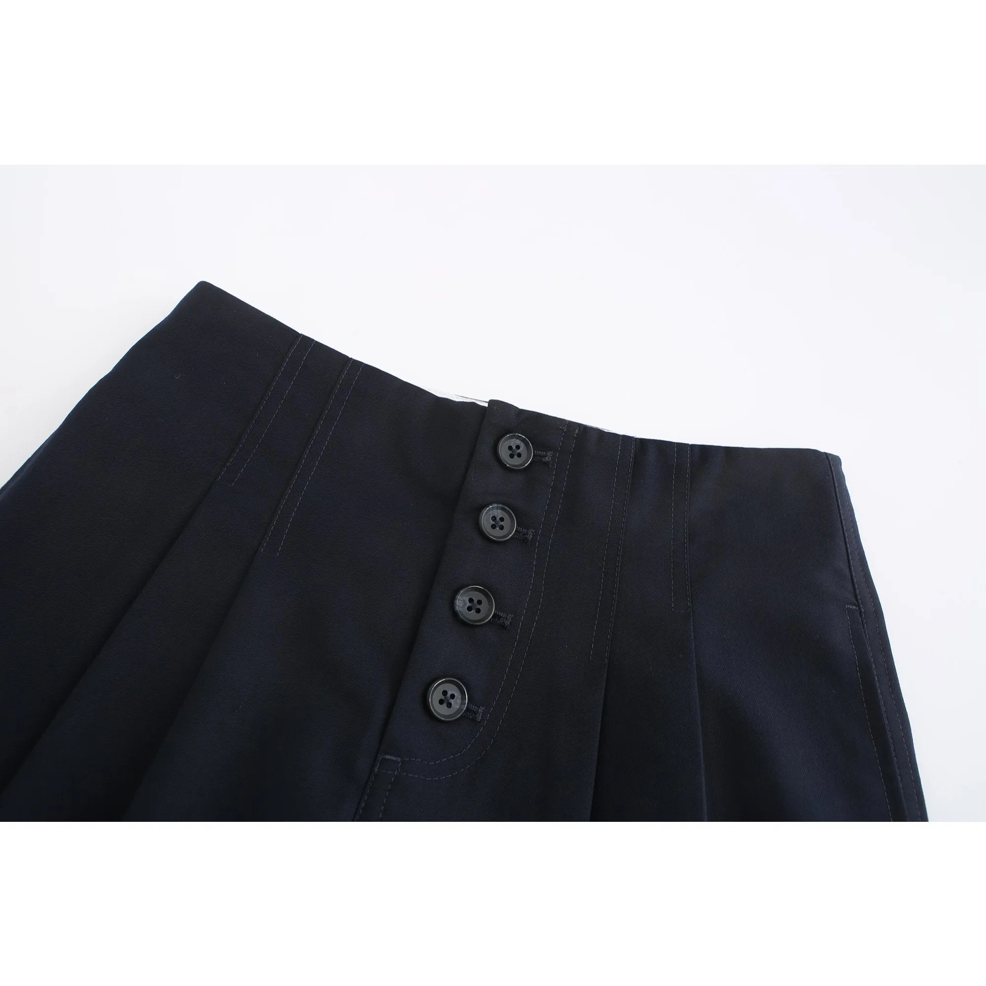 Women High-Waist Loose Tapered Pants - Navy