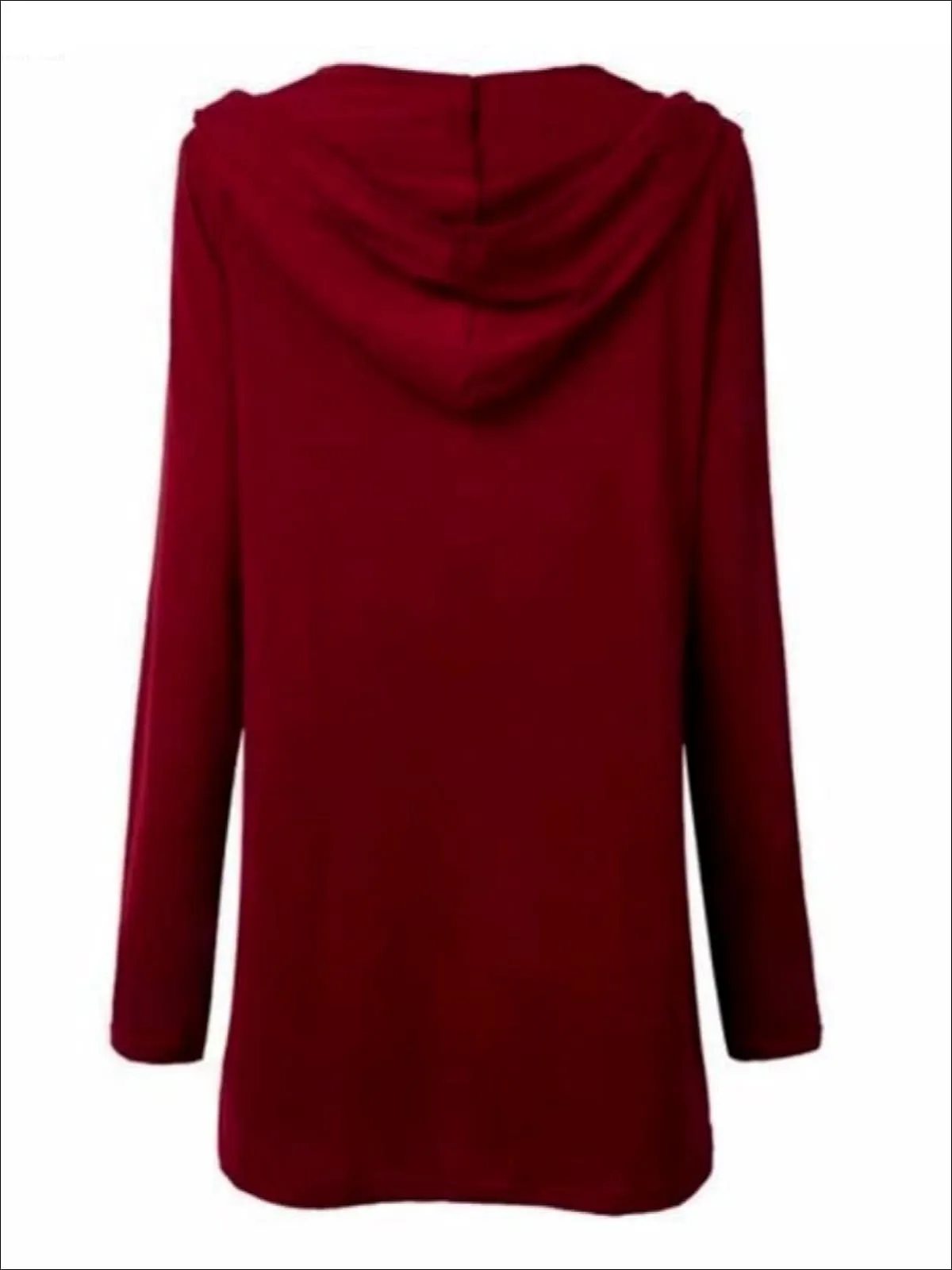 Women's Burgundy Long Sleeve Criss Cross Deep V Tunic