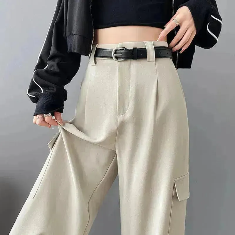 Women's Overalls High Waist Trousers Straight Casual Wide Leg Pants