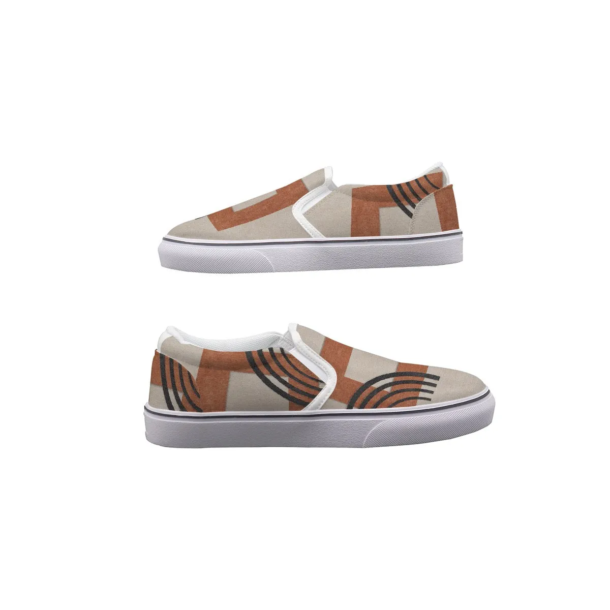 Women's Slip On Sneakers 236 rest, beige, and black print