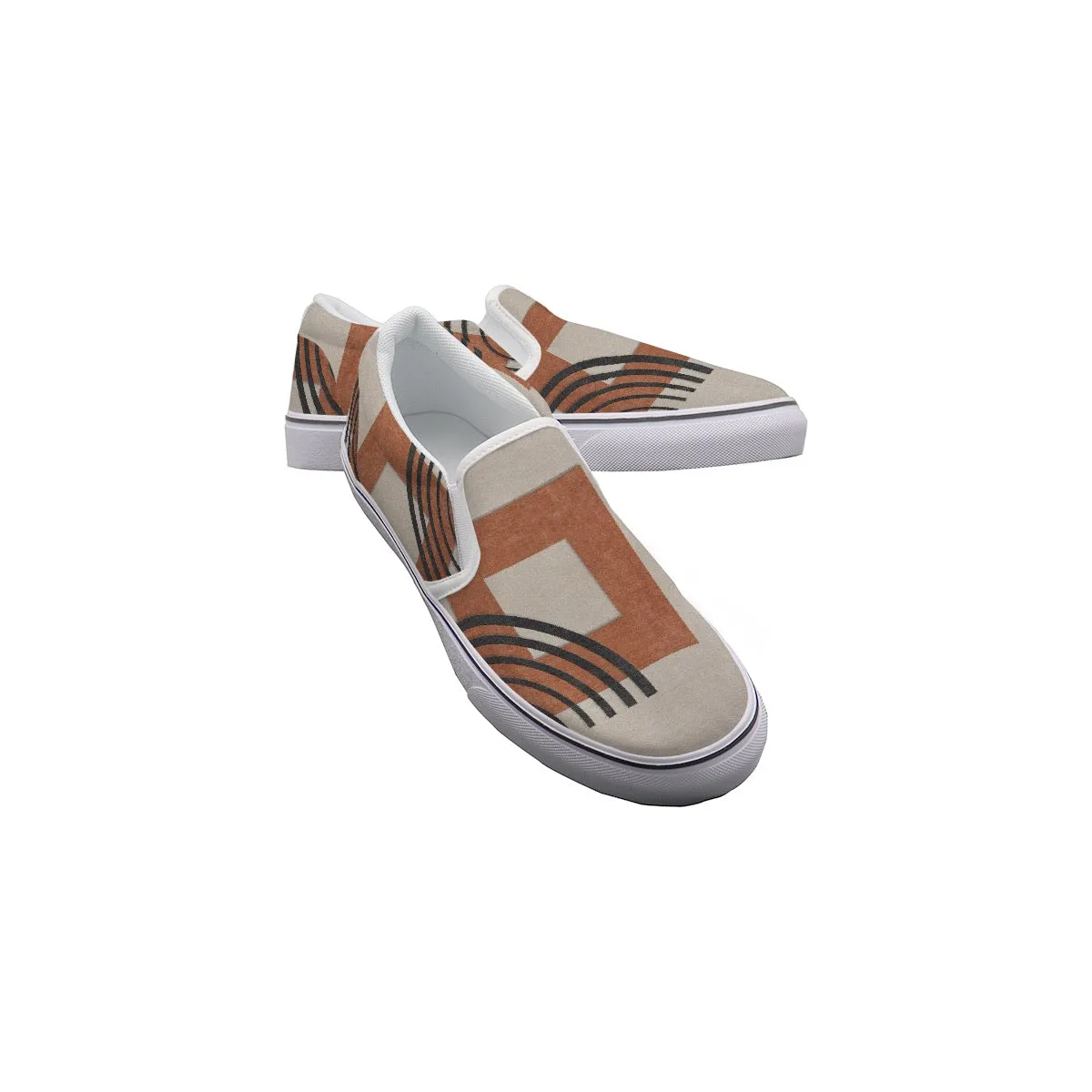 Women's Slip On Sneakers 236 rest, beige, and black print