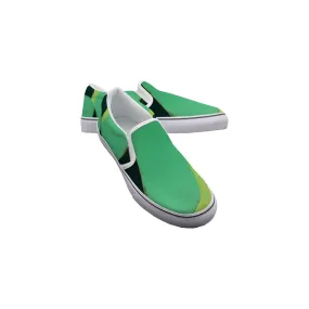 Women's Slip On Sneakers 92 green abstract, print