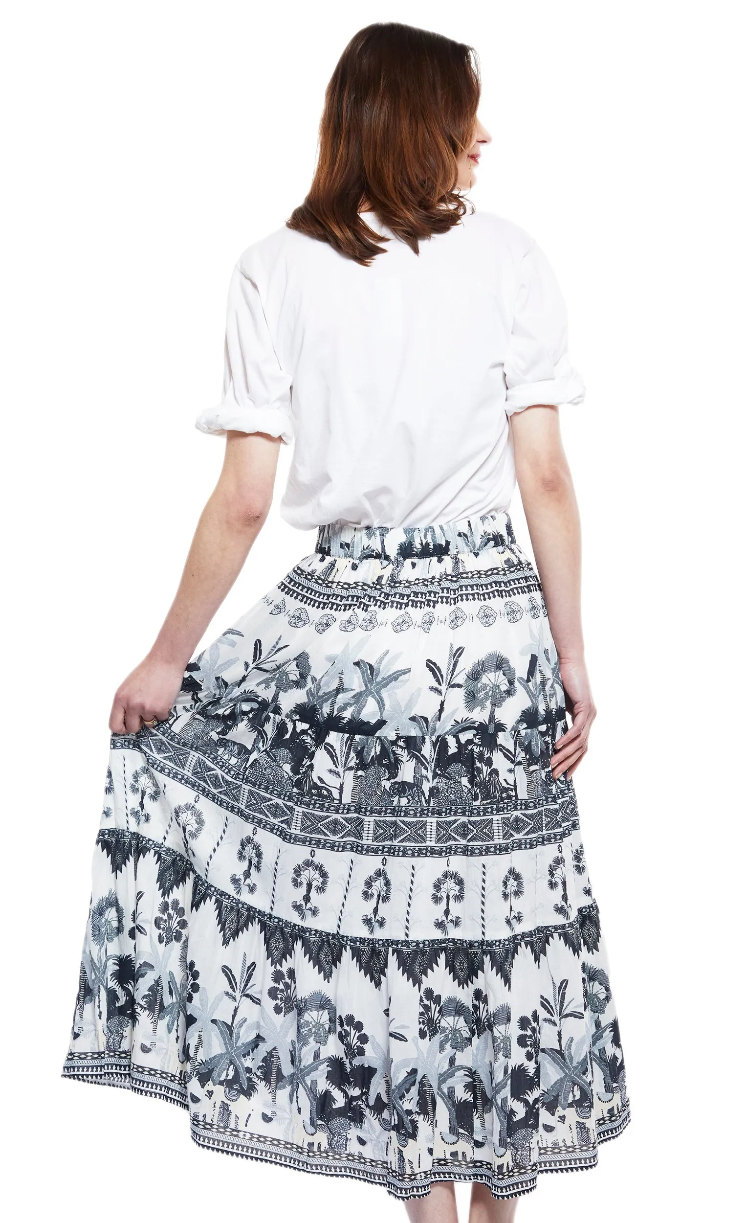 Woodstock Midi Skirt - Grey Ikat